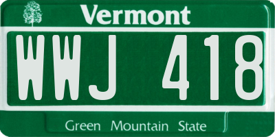 VT license plate WWJ418