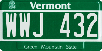 VT license plate WWJ432