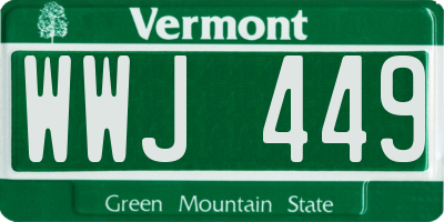 VT license plate WWJ449