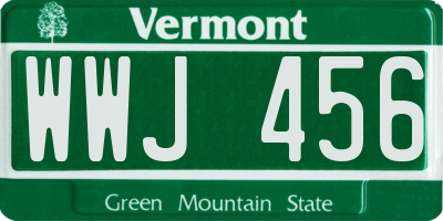 VT license plate WWJ456