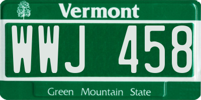 VT license plate WWJ458
