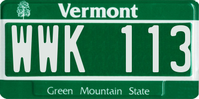 VT license plate WWK113