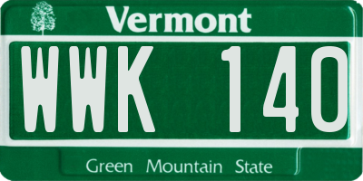 VT license plate WWK140