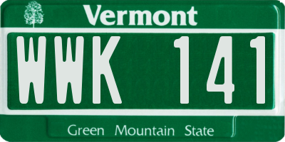 VT license plate WWK141