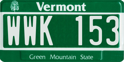 VT license plate WWK153