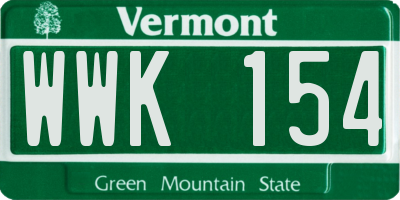 VT license plate WWK154