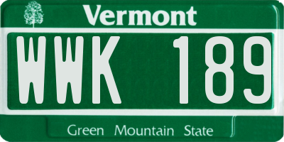 VT license plate WWK189