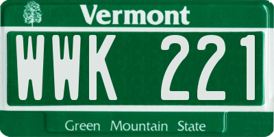 VT license plate WWK221