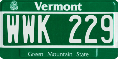 VT license plate WWK229