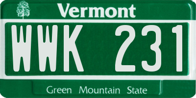 VT license plate WWK231