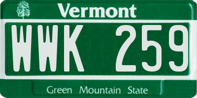 VT license plate WWK259