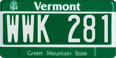 VT license plate WWK281