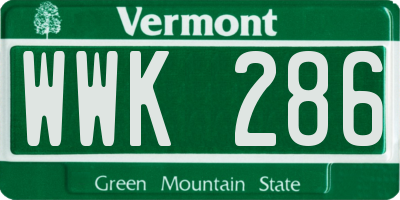 VT license plate WWK286