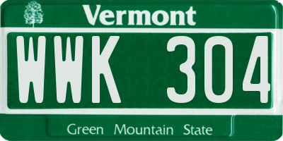 VT license plate WWK304