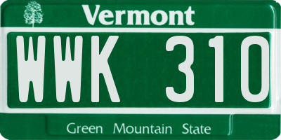 VT license plate WWK310