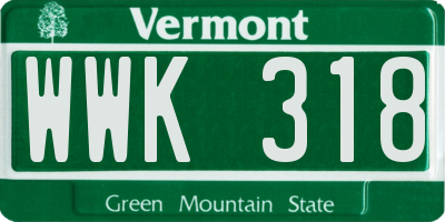 VT license plate WWK318