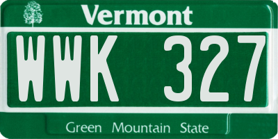 VT license plate WWK327