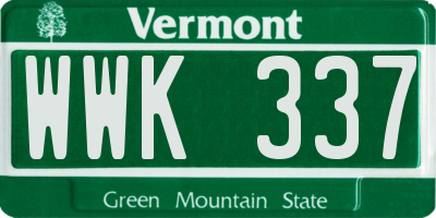 VT license plate WWK337