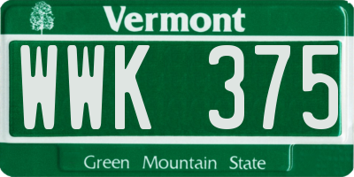 VT license plate WWK375