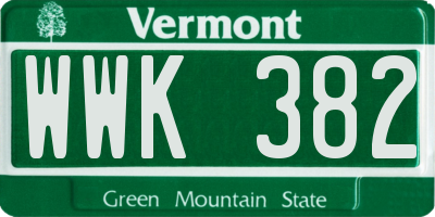 VT license plate WWK382