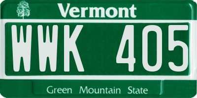 VT license plate WWK405