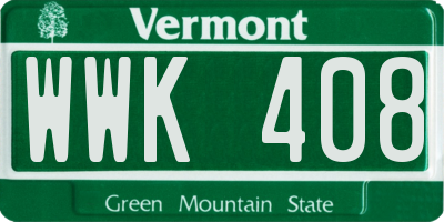 VT license plate WWK408