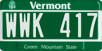 VT license plate WWK417