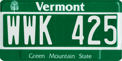 VT license plate WWK425