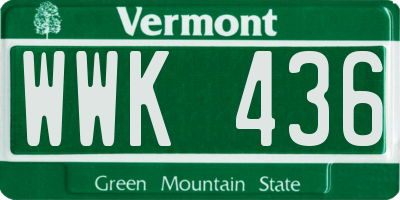VT license plate WWK436