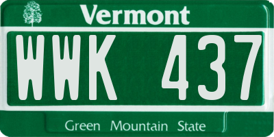 VT license plate WWK437