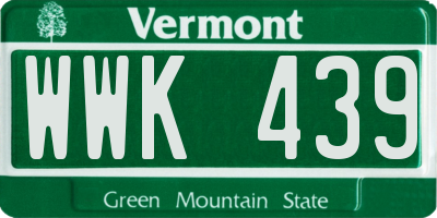 VT license plate WWK439