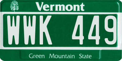 VT license plate WWK449