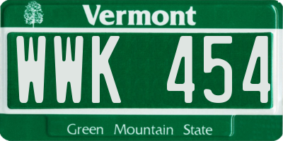 VT license plate WWK454