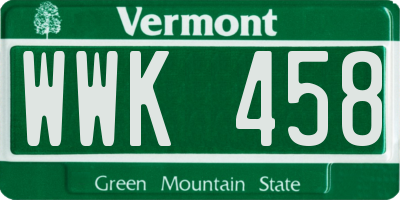 VT license plate WWK458