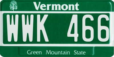 VT license plate WWK466