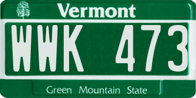 VT license plate WWK473