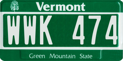 VT license plate WWK474