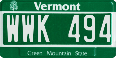 VT license plate WWK494