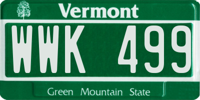 VT license plate WWK499