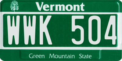 VT license plate WWK504