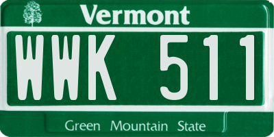 VT license plate WWK511