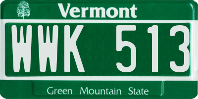 VT license plate WWK513