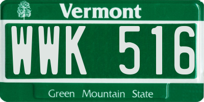 VT license plate WWK516