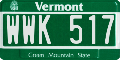 VT license plate WWK517