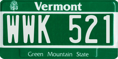 VT license plate WWK521