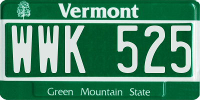 VT license plate WWK525