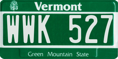 VT license plate WWK527