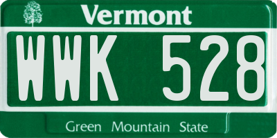 VT license plate WWK528