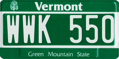 VT license plate WWK550
