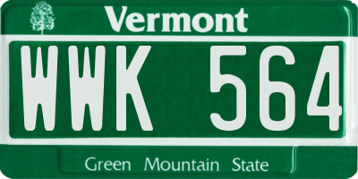VT license plate WWK564
